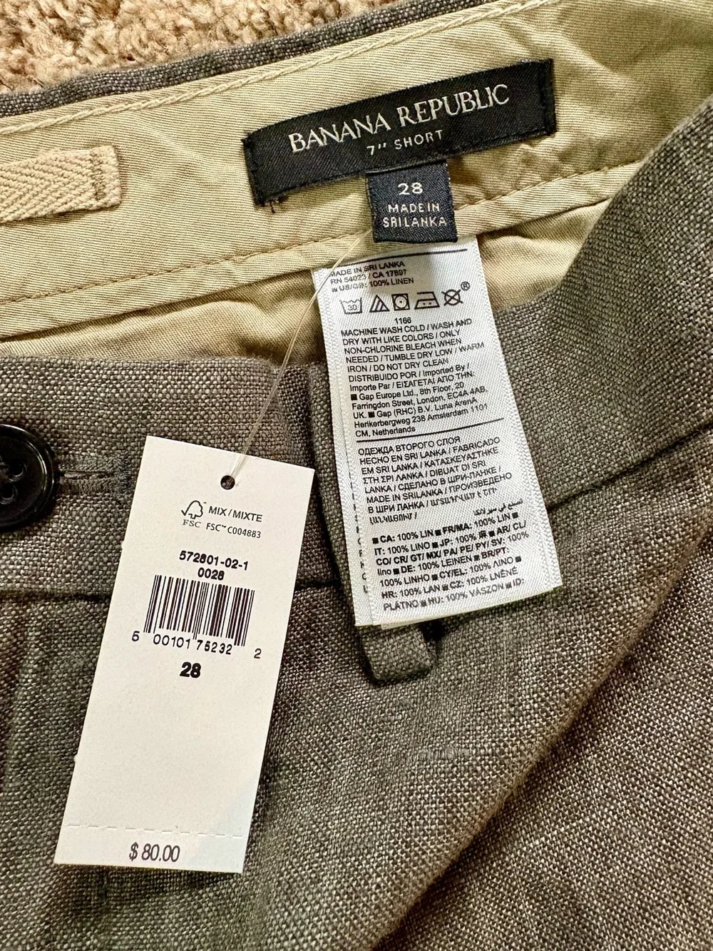 NWT!!!!  Banana Republic Linen 7 inch Shorts